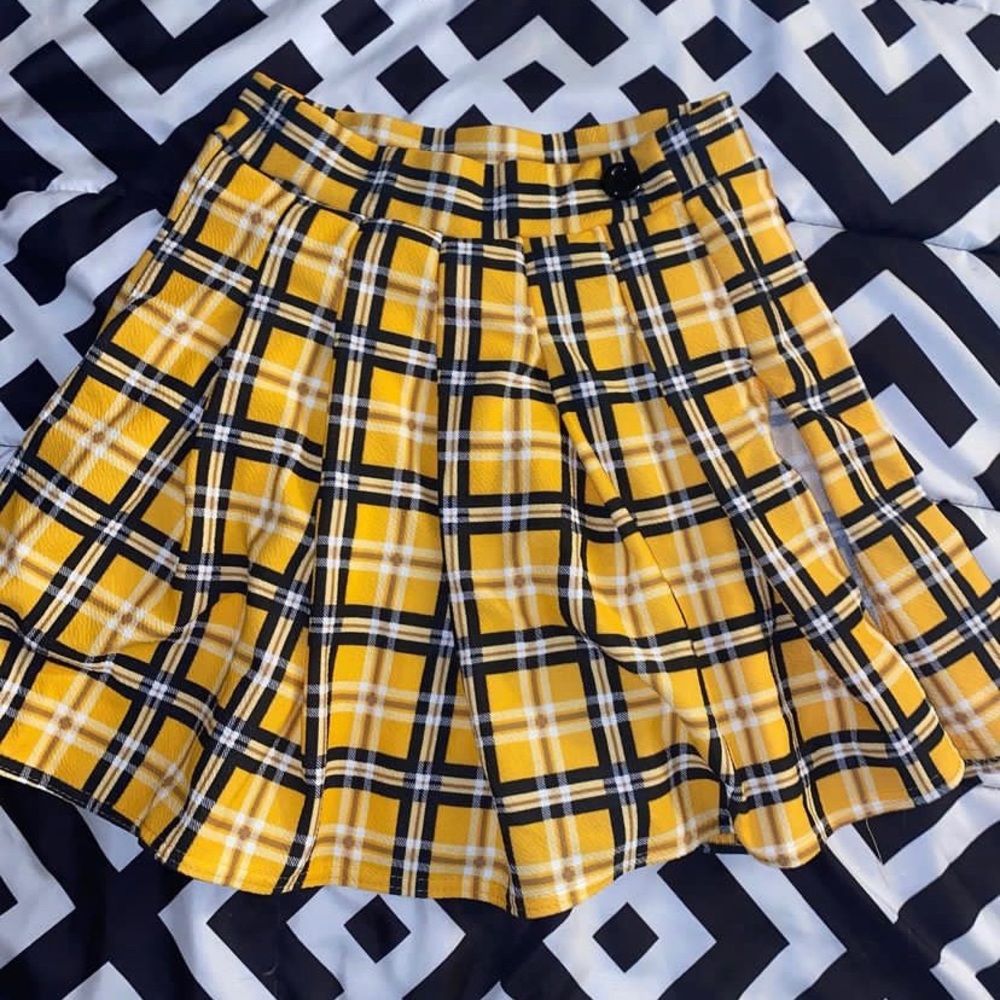 PLT yellow checkered skirt